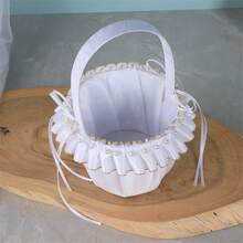 Photography Basket Props For Studio Photo Shoots With Pearl And Satin Ribbons For Weddings And Special Events - Black and White - View 7