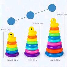 3 Size Options, Yellow Duckling Rainbow Stacking Toy, Early Education Cognitive Toy, Baby Toy, Christmas, School, Student, Stationery, Learning Supplies (Random Color), Baby Toy, Toy, Toddler Toy, Toy, Baby Toy, Baby Toy - Multicolor - View 9