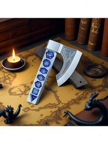 Axe-Shaped ABS Resin D20 Dice Set, 7pcs D&D Polyhedral Dice With 3D Printed Storage Box, Suitable For D&D Tabletop Role-Playing Games (TTRPG, RPG) Or Other Board Games | Unique Dice Sword Design, Suitable For Summer Night Gaming Parties, Christmas Personalized Gifts (For Boyfriend), Creative Gifts For Men, Interesting Gifts For Teenagers - Multicolor - View 14