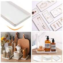 8 Bathroom Trays - Ceramic Vanity Tray Bathroom - Small Ceramic Tray - Kitchen Soap Trays - Porcelain Dispenser Organizer Kitchen Bathtub Counter White
