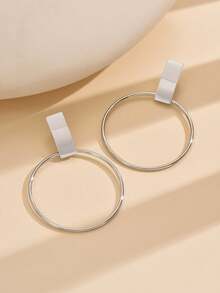簡約時尚金銀電鍍幾何大圓形無耳洞夾式耳環，適用於無耳洞女性大空心耳夾珠寶 - 耳環 - 查看 10