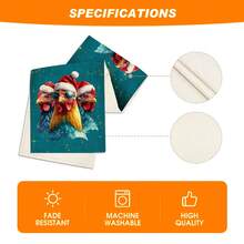 1/4pcs/10pcs Christmas Rooster & Snowflake Decor Table Runner & Placemats Set, Holiday Table Decor Fabric Runners, Home Decor, Gifts, Table Runners & Placemats Set Suitable For Indoor & Outdoor Celebrations, Seasonal Party Supplies, Kitchen Dining Table Decor, Party Table Decor, Home Room Decor Table Runners, Restaurant Decor Tablecloth