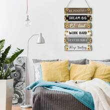 1pc Inspirational Wall Hanging Plaque Sign, Sunflower Style Motivational Quote Decor For Office, Bedroom, Living Room - Multicolor - View 2
