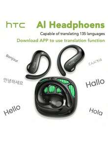 HTC Auriculares Bluetooth NE30, batería de larga duración, ajuste cómodo, iluminación multicolor, calidad de sonido nítida, portátiles, color blanco