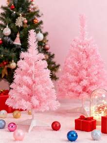 1Pc Pink Artificial Christmas Tree,Easy Assembly Artificial Holiday Xmas Tree With Sturdy Metal Stand,Quick Assembly Folding System, Xmas Tree For Christmas Parties Decoration Home, Office, Shop Decoration, New Year Decoration - Pink - View 1