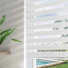 33 Inch Wide White Cordl Zebra Blinds For WindowsPrivacy Light Filtering Dual Layer Roller Shades For Home Office Bedroom 33 W*75 H - 米白色33Wx75HReadyMade - 查看 1