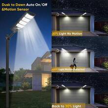 2-PACK 5000W Solar Street Lights Outdoor - Solar Lights Outdoor Waterproof Motion Sensor, Solar Parking Lot Lights Commercial Dusk To Dawn, LED Street Light Solar Powered For Outside, Yard - 2pcs - 查看 3