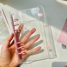1pc A5/A6/A7/A8/M5 Transparent Pink Portable Loose Leaf Binder, Girly Pink Transparent Sticker Book Loose Leaf Binder, Seal Book, Sticker Backing, Stamp Album, Pocket Book, 3D Stickers, Sticker Book, Photo Storage Bag, Book Cover, Trading Card Box, Can Be Used As Photo Album, Budget Planner, Diary, Notebook, Office Supplies,Card Holder - Multicolor - View 19