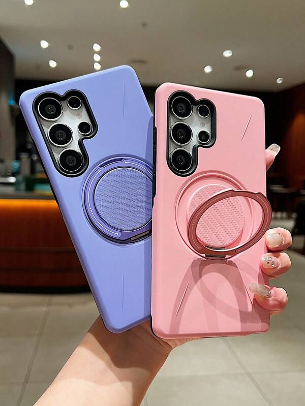 1 pieza Funda protectora magnética giratoria a 360° con soporte para Samsung Galaxy S24 Ultra/S23 Ultra/S25 Ultra, diseño de doble capa de TPU suave + PC duro, cubierta de teléfono a prueba de golpes