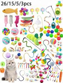 Basic Cat Toys For Raising Cats, Including Bell Balls, Bite Sticks, Sisal Toys, Bell Ringing Toys, Interactive Cat Toys, Cat And Mouse Toys, Pet Toys, Pet Supplies, Birthday Gifts, Halloween And Christmas Gift Sets. The Colors Of The Items May Vary, And The Styles Are Shown In The Picture
