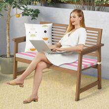 Cojín de banco para exterior, cómodo cojín de espuma para asiento, cojín de asiento impermeable, resistente al agua, al sol, al desgaste y a los arañazos para tumbonas de exterior y patio, sillas de playa, ventanales, sillas de jardín, bancos de interior. - Blanco, rosa - Ver 3