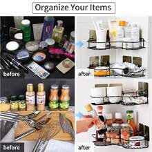 2pcs Corner Shower Caddy - Adhesive Shower Storage Rack, Rust-Proof Stainless Steel Shower Shelf, No Drilling Bathroom Organizer And Storage Rack, Space Saving, Black, Medium Size