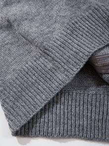 Men's Simple Solid Color Casual Loose Fit Long Sleeve Zip-Up Knit Cardigan Sweater, Suitable For Autumn/Winter