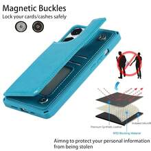 Case For IPhone 13 Pro Max With Card Holder, Wallet Case For Women & Men, Leather Shockproof Protective Cover - Blue{"Color_name":"B-Blue"} - 多色4 - 查看 5