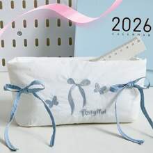 Bolsa de lápices con lazo lindo, de gran capacidad y multifuncional. Estuche para lápices con diseño de gato o perro de dibujos animados. Organizador de papelería para estudiantes, escuela y oficina