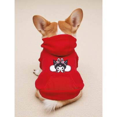 Sanrio 1pc New Autumn And Winter Cat And Dog Hoodies, Cartoon Hoodies, Sports Style Pet Hoodies, Clothing And Dog Hoodies, Cartoon Hoodies, Sports Style Cat And Dog Pet Hoodies, Clothing