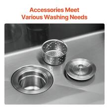 33 Inch Kitchen Sink Workstation, 304 Stainless Steel Top Mount Sinks, Drop-In Single Bowl Farmhouse Basin With Accessories, Household Dishwasher Sinks For RV, Prep Kitchen, And Bar (Black) - 33 Inches - View 6