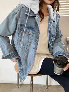Women Denim Jackets & Coats - 淺藍色 - 查看 11