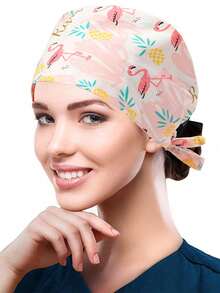 1pc Printed Drawstring Surgical Cap, Suitable For Doctors, Nurses, Medical Staff, Home Use,Summer,Beach,Hat,Holiday,Travel - Multicolor - View 8