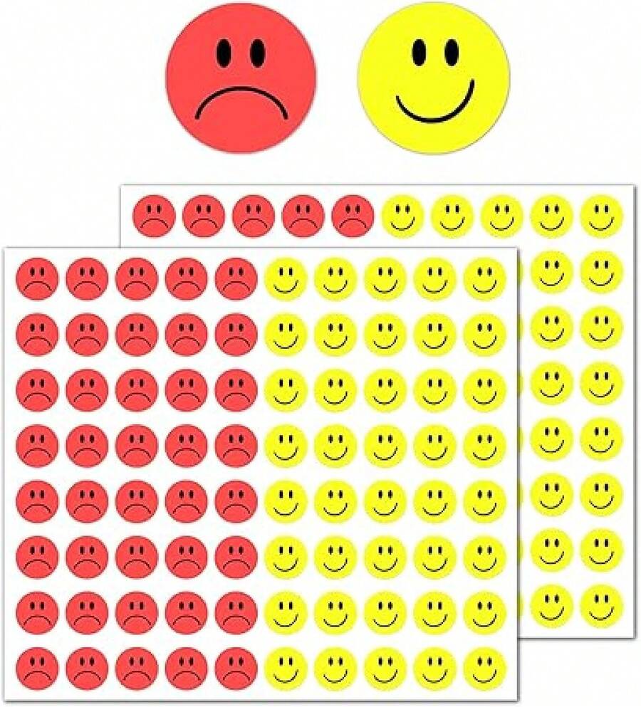 2000 Pieces - 1/2" Smiling Happy Sad Face Behavior Emotion Stickers, Red/Yellow2000 Pieces - 1/2" Smiling Happy Sad Face Behavior Emotion Stickers, Red/Yellow - 2000 miếng_ - Xem 1