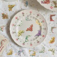 50片复古角花贴纸 DIY手机壳材料手册 水杯植物透明PET贴纸