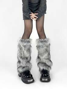 1 Pair Women's Faux Fur Leg Warmers, Plush Leg Covers For Fall/Winter Versatile Fox Fur-Look Shoe Covers Y2K Sweet & Edgy Leg Warmers For Clubbing Japanese JK Subculture Style, Cozy