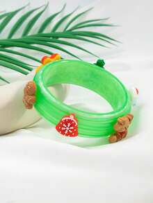 1pc Fashionable European & American Christmas Tree Resin Bracelet, Suitable For Holiday Parties