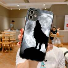 Funda con estampado de lobo negro compatible con  14 X XR XS 7 8 Plus 11 12 13 pro MAX 13mini, funda mate a prueba de golpes, compatible con funda de  17, funda de  17 Pro, funda de  17 Pro Max - z6 - Ver 5
