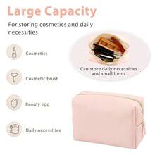 GFU Makeup Bag Large Travel Zipper Cosmetic Pouch, Water Resistant PU Leather Toiletry Organizer For Women And Girls, Light Champagne Pink{"Color_name":"Champagnepink"} - 香檳粉紅 - 查看 3