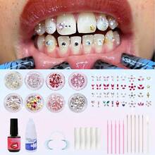 1 Set/23pcs Cute Heart-Shaped Tooth Jewelry Set, Elegant Vintage Tooth Fashion Accessories Set, Suitable For Women And Men For Daily, Party, Holiday Use (No Glue, With Box)