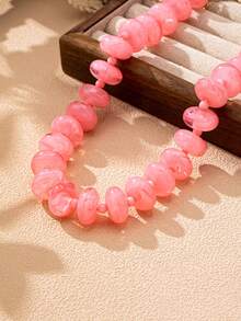 1 chiếc vòng cổ hạt nhựa hình tròn phong cách Bohemian họa tiết đám mây có móc kim loại, trang sức thủ công cho lễ hội hoặc đeo hàng ngày - vòng cổ hạt phẳng - Xem 22