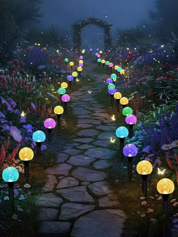 40/20/10 Solar LED Lawn Lights, Outdoor Waterproof, Automatic Switch, Eight Modes, Outdoor Decorative Road Pillars, Suitable For Sidewalks, Backyards, Lawn Garden Paths, Camping, Parties, Independence Day Christmas Wedding Dance Birthday Garden Decorative Ambient Lights