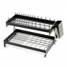 LIVINGANDHOME Living And Home 2-Tier Carbon Steel Dish Drainer Rack,Kitchen Dish Drying Rack,Kitchen Organizer Storage Shelf - Gunmetal Grey - View 5