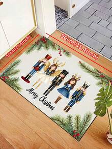 1 pieza Felpudo con tema navideño - Alfombra con patrón lindo de cascanueces y ángel, decoración navideña, felpudo moderno grueso y absorbente de secado rápido para baño, decoración de baño, alfombra antideslizante para entrada interior, felpudo, alfombra de cocina que absorbe el aceite y antideslizante