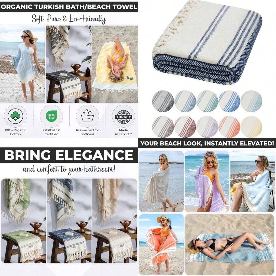 DEMMEX Certified  Cotton And Organic Dye Prewashed XL Diamond Weave Turkish Towel Peshtemal Blanket For BathBeach Pool SPA Gym 71x36 Inches 14 Oz Navy