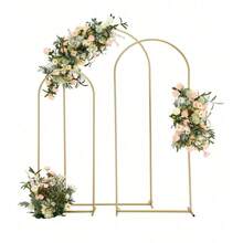 TAIMASI 1/3pcs Metal Arch Frame Backdrop Stands, Party Arch Kit Suitable For Wedding/Birthday Party/Baby Shower/Graduation Ceremony Decoration - 金色 - 查看 13