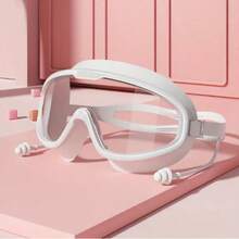 1pc,Large Frame Swimming Goggles With High-Definition Waterproof And Anti-Fog Functions, Suitable For Both Men And Women. They Are Eye Protectors, Swimming Goggles, Professional Adult High-Definition Nearsighted Swimming Goggles, Swimming Eye Protectors, Beach Essentials, With Waterproof And Anti-Fog Protection Earplugs, Pool Accessories