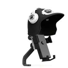 1 件帽子手机支架，黑色镜面/手柄卡通设计，安装时尚酷炫，防雨防滑，稳定防摔通用手机支架，适用于摩托车和自行车