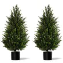 2Packs Artificial Cedar Trees With Black Pot 36"/48"/60" Fake Plants Outdoor Indoor Faux Pine Shrubs Plants Sunlight Resistant Leafy Potted Plant For Xmas Home Front Door Offices Outdoor Realistic Fake Plants Front Porch Decor 2/3/4/5/6FT Xmas New Year 2026 - 綠色 - 查看 15