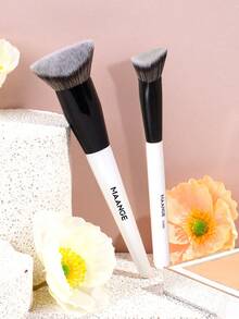 MAANGE 2 Stücke professionelles Make-up Pinsel Set, wiederverwendbar und tragbar, inklusive Foundation Pinsel, Rouge Pinsel, Concealer Pinsel, Konturpinsel, Nasenpinsel, Detail Pinsel, Puder Pinsel, geeignet für flüssige Foundation, für tägliches Make-up, als Geschenk - Schwarz und Weiss - Übersicht 2