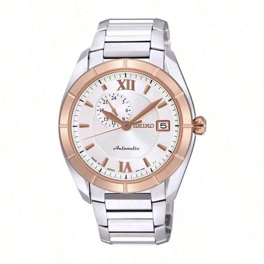 Seiko Automatic Mechanical Men's Wristwatch, White Dial, Stainless Steel Strap, 100M Water Resistant, Business Style SSA012J1 - White - View 1