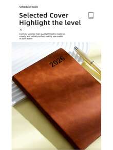 1 PC A5 2026 Nappa PU Planner With Color Monthly Index, Daily Schedule For Study & Work. Includes Templates, Address Book & Annual Calendar – Minimalist Effective Time Management Notebook For Productivity & Self-Discipline. School Supplies - Multicolor - View 6