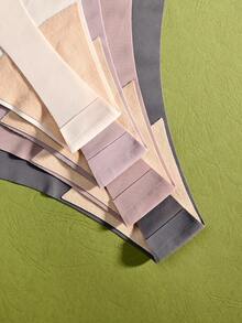 4pcs Women's Comfortable Skin-Friendly Fabric Solid Color Thong Panties, Simple Style Underwear For Home Wear - Multicolor - View 4