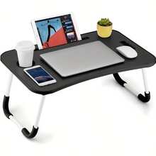 Portable Laptop Desk - Foldable Table Computer Desk - With Cup Holder And Drawer - Suitable For Use On Beds Sofas Or Floors - màu đen - Xem 7