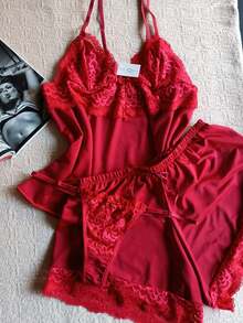 3-PIECE GARTER PAJAMAS - 紅色 - 查看 1