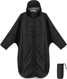 Poncho de lluvia impermeable Anyoo para adultos, ligero, reutilizable, para senderismo, chaqueta con capucha para actividades al aire libre - Negro - Ver 9