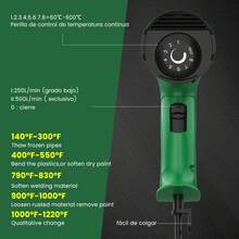 Pistola De Calor Electrica Aire Temperatura Ajustable 2000w - Verde - Ver 6