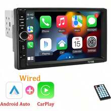 1 DIN Car Radio, 7-Inch Car Multimedia Player, Supports CarPlay, Android Auto, HD Touchscreen, Smartphone Connectivity, FM/AUX Input