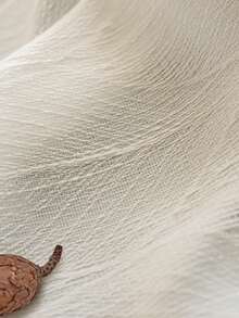 1pc Linen Color Leaf Pattern Sheer Curtain, French Vintage Style For Balcony, Living Room, Study, Vacation Rental - White - View 4