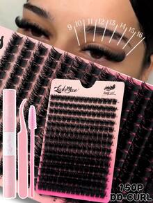 392PCS 0.39-0.71inch Mixed Size D-Curl Design 200D Russian Curl False Eyelashes | Natural Soft Fluffy Cluster Fake Lashes | Wispy Smoke Effect DIY Lashes | Lash Clusters, Eyelash Clusters, Individual Eyelashes, Fake Lashes | Beauty & Health, Personal Care, Festive Glam Beauty | Includes Lash Glue, Lash Tweezers, And Lash Brush | Perfect For Daily Wear, Party, Cosplay, Night Out, Thanksgiving, Christmas, Halloween Makeup & More - 黑色 - 查看 1